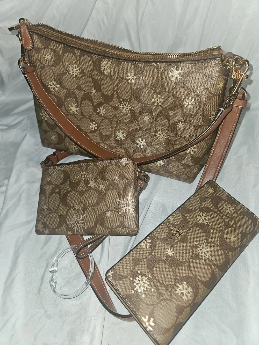 Coach Set. Shoulder/crossbody With Matching Wallet And Wristlet